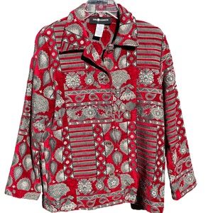 Sag Harbor Jacket W Sz 12 Button Up Red Gray Style Estilo: F43186